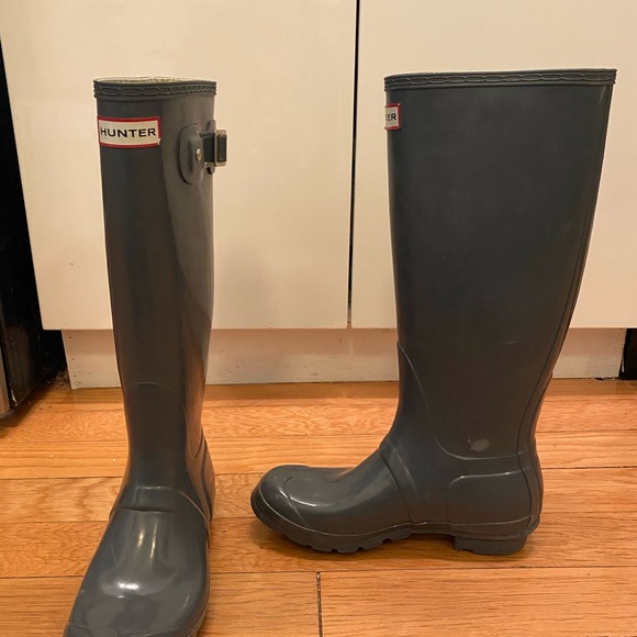 Hunter Shoes Hunter Tall Original Gloss Rubber Rain Boots Gray
